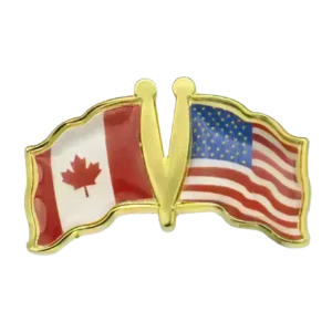 Pin, Double flag - USA/Canada